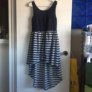 High-low dress with lace top and chiffon skirt